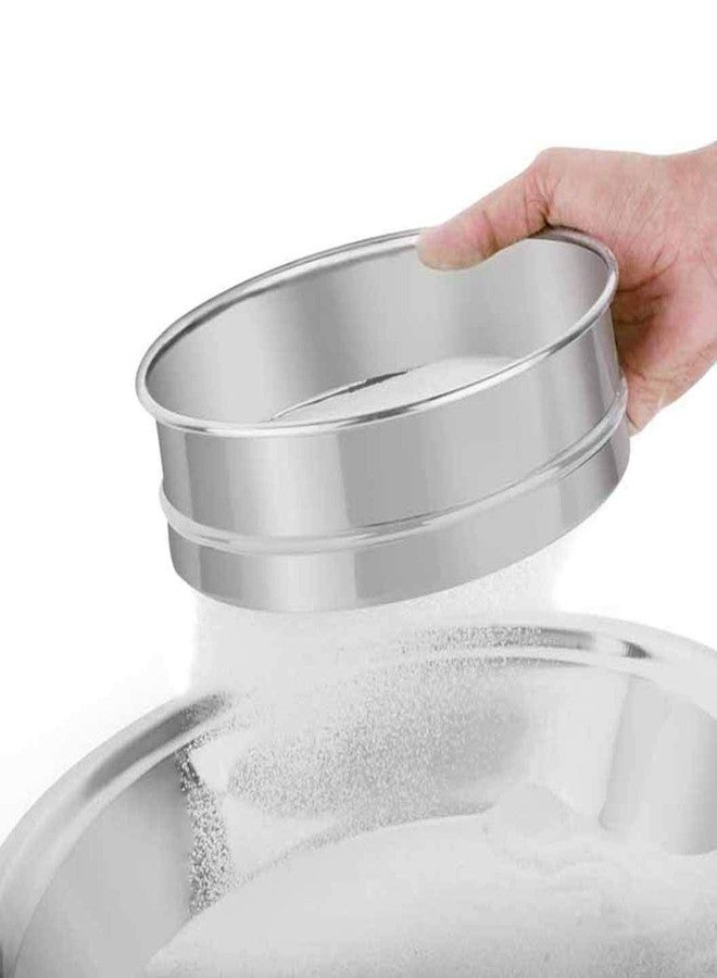 Elexiq Stainless Steel Interchangeable sieves Last Long 4 in 1 Food Strainers (Atta Chalni), Maida Sieves, Wheat Sieves, Rice Sieves, Cake Sugar Baking Kitchen Tools Sieve 8'' Chalni with 4 Nets. - Image 4